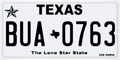 TX license plate BUA0763