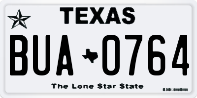 TX license plate BUA0764