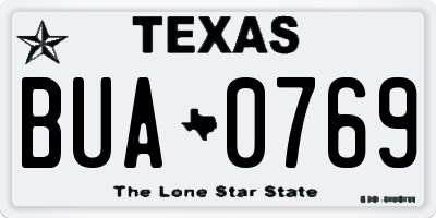 TX license plate BUA0769