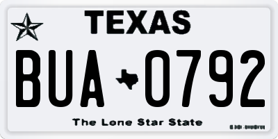 TX license plate BUA0792