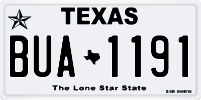 TX license plate BUA1191