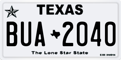 TX license plate BUA2040