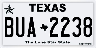 TX license plate BUA2238