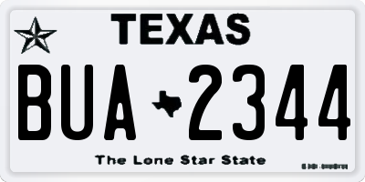 TX license plate BUA2344