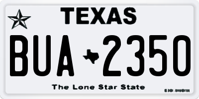 TX license plate BUA2350