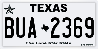 TX license plate BUA2369
