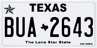 TX license plate BUA2643