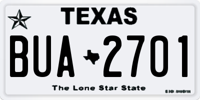 TX license plate BUA2701