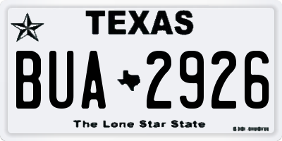 TX license plate BUA2926