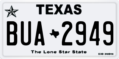 TX license plate BUA2949