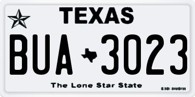 TX license plate BUA3023