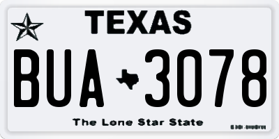 TX license plate BUA3078