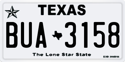 TX license plate BUA3158