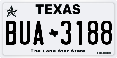TX license plate BUA3188