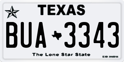 TX license plate BUA3343