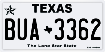 TX license plate BUA3362