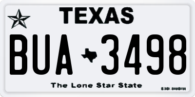 TX license plate BUA3498
