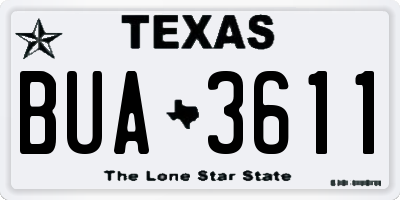 TX license plate BUA3611