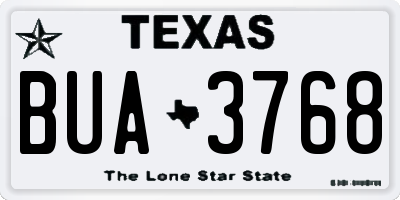 TX license plate BUA3768