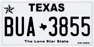 TX license plate BUA3855