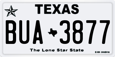 TX license plate BUA3877