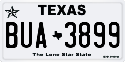 TX license plate BUA3899