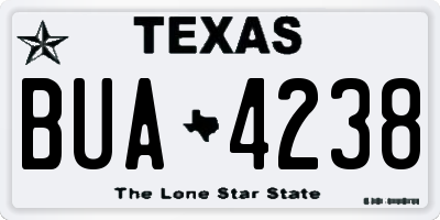 TX license plate BUA4238