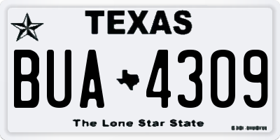 TX license plate BUA4309