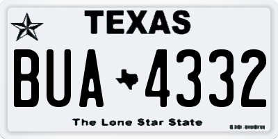 TX license plate BUA4332
