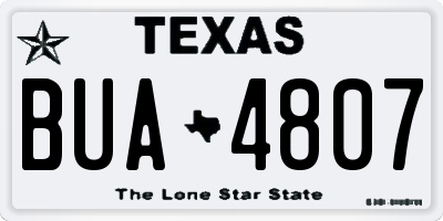 TX license plate BUA4807