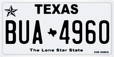 TX license plate BUA4960