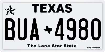 TX license plate BUA4980