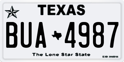 TX license plate BUA4987