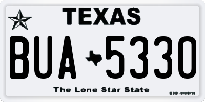 TX license plate BUA5330