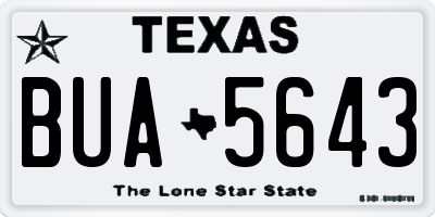 TX license plate BUA5643