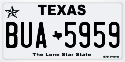 TX license plate BUA5959