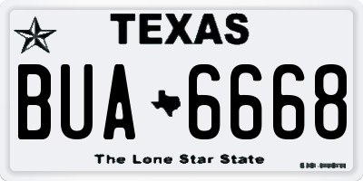 TX license plate BUA6668