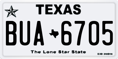 TX license plate BUA6705