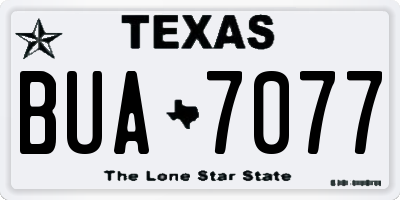 TX license plate BUA7077