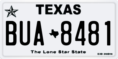TX license plate BUA8481