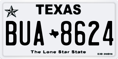 TX license plate BUA8624