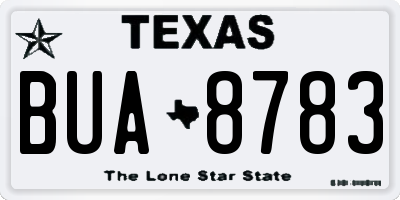 TX license plate BUA8783