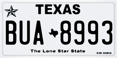 TX license plate BUA8993