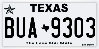 TX license plate BUA9303