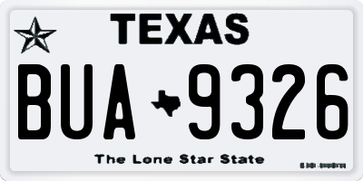 TX license plate BUA9326