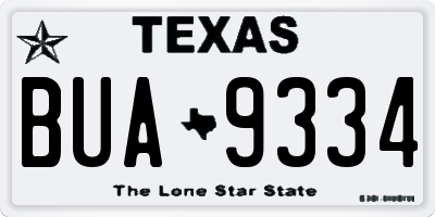 TX license plate BUA9334