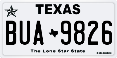 TX license plate BUA9826