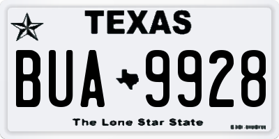 TX license plate BUA9928