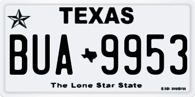TX license plate BUA9953
