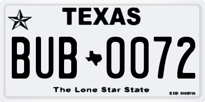TX license plate BUB0072